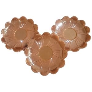 ⏳️Vintage⏳️FIRE KING: Peach Luster LOTUS, SAUCERS, SET OF 3